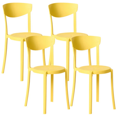 Beliani Set Of 4 Garden Chairs Vieste Yellow