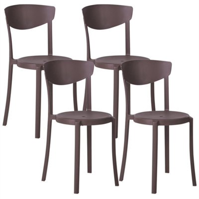 Beliani Set Of 4 Garden Chairs Vieste Brown