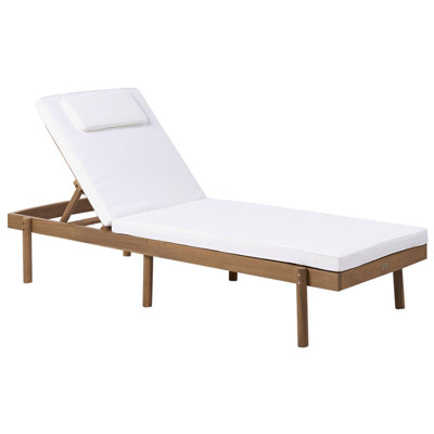B&Q -  Sun Lounger With Cushion Marcetelli Reclining Acacia Wood White