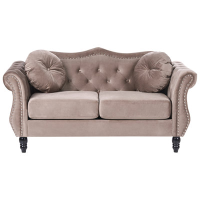 Beliani Sofa 2 Seater Skien Velvet Taupe from B&Q