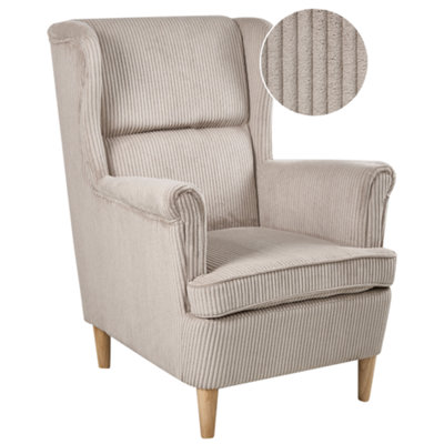 B&Q -  Wingback Chair Abson Corduroy Beige