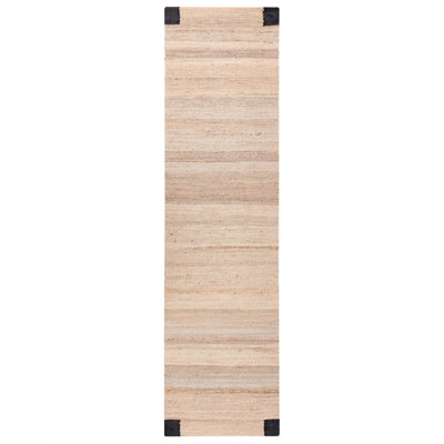 B&Q -  Rug Amravati Black/ Beige 80 X 300 Cm Jute