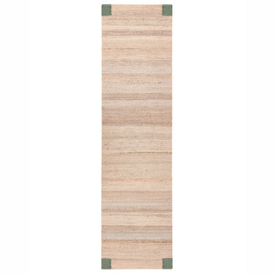 B&Q -  Rug Amravati Beige/ Green 80 X 300 Cm Jute