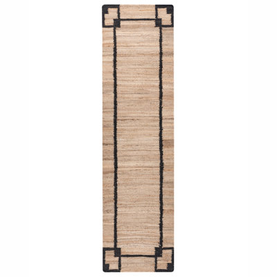 B&Q -  Rug Gondia Black/ Beige 80 X 300 Cm Jute