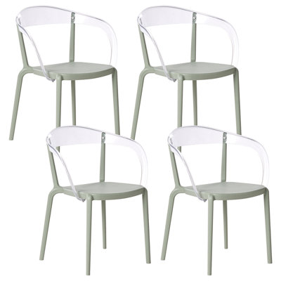 Beliani Set Of 4 Garden Chairs Malevizi Stacking Light Green