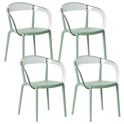 Beliani Set Of 4 Garden Chairs Malevizi Stacking Green