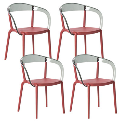 Beliani Set Of 4 Garden Chairs Malevizi Stacking Red