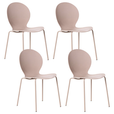 Beliani Set Of 4 Garden Chairs Milos Stacking Beige