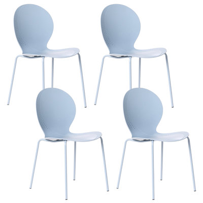 Beliani Set Of 4 Garden Chairs Milos Stacking Light Blue