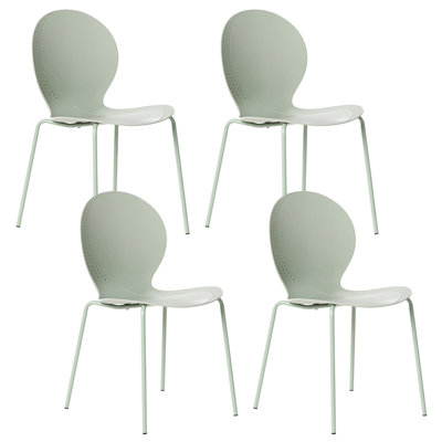 Beliani Set Of 4 Garden Chairs Milos Stacking Light Green