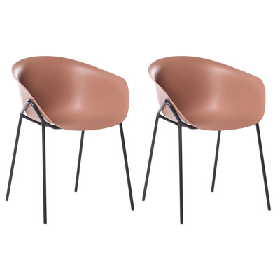 Beliani Set Of 2 Garden Chairs Meteora Synthetic Material Brown