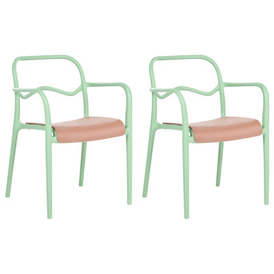 Beliani Set Of 2 Garden Chairs Thasos Synthetic Material Green