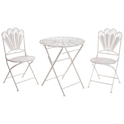 Beliani Bistro Set Folding Pavia Metal Off-White from B&Q