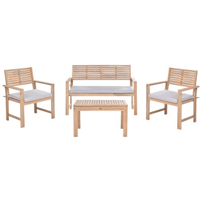 Beliani Garden Lounge Set With Table 4 Seater Fiames Grey Certified Acacia Wood