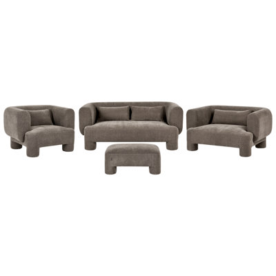 Beliani Living Room Set 6 Seater Hogbo Fabric Brown With Ottoman from B&Q