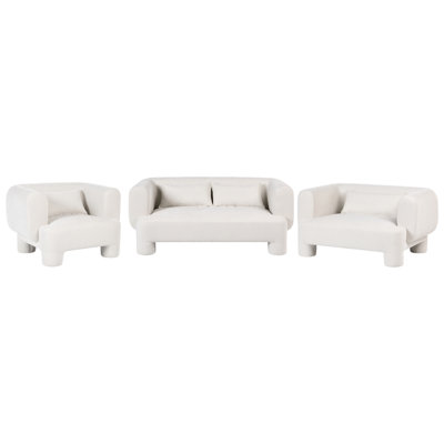 Beliani Living Room Set 6 Seater Hogbo Fabric White from B&Q