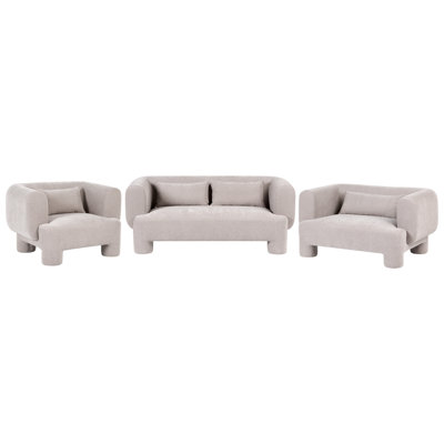 Beliani Living Room Set 6 Seater Hogbo Fabric Beige from B&Q