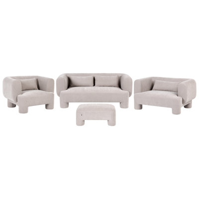 Beliani Living Room Set 6 Seater Hogbo Fabric Beige With Ottoman from B&Q