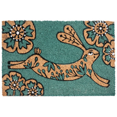 Beliani Doormat Clark Teal 50 X 80 Cm Rabbit Coir from B&Q
