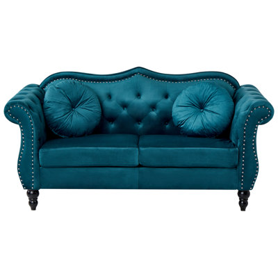 Beliani Sofa 2 Seater Skien Velvet Teal from B&Q