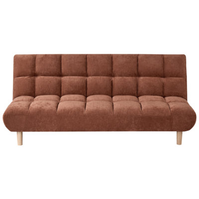 Beliani Sofa Bed 2 Seater Risor Fabric Golden Brown from B&Q