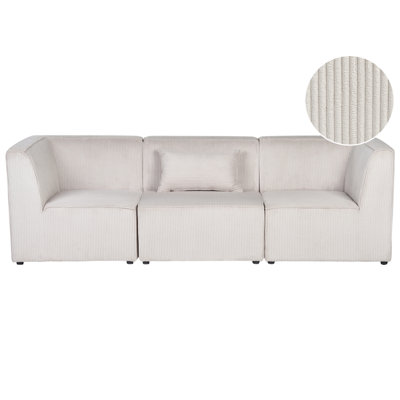 Beliani Modular Sofa 3 Seater Lemvig Corduroy Beige from B&Q