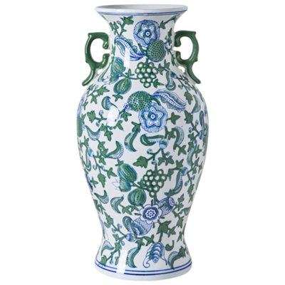 Beliani Flower Vase Segowia Porcelain 47 Cm White/ Blue from B&Q