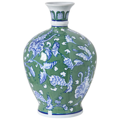 Beliani Flower Vase Valladolid Porcelain 36 Cm Green from B&Q