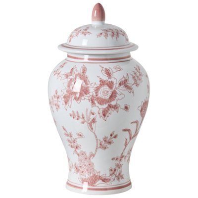 Beliani Lidded Vase Sewilla Porcelain 38 Cm Red/ White from B&Q