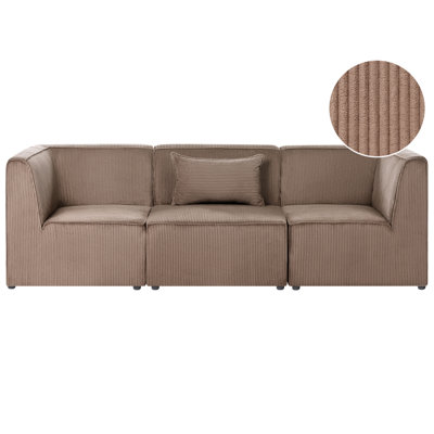 Beliani Modular Sofa 3 Seater Lemvig Corduroy Sand Beige from B&Q