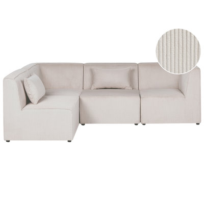 Beliani Modular Corner Sofa 4 Seater Lemvig Corduroy Beige Right Hand from B&Q