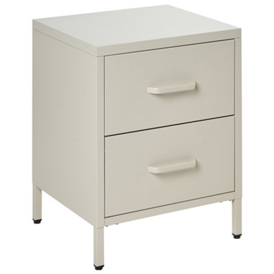 B&Q -  2 Drawer Bedside Table Malavi Metal Light Beige