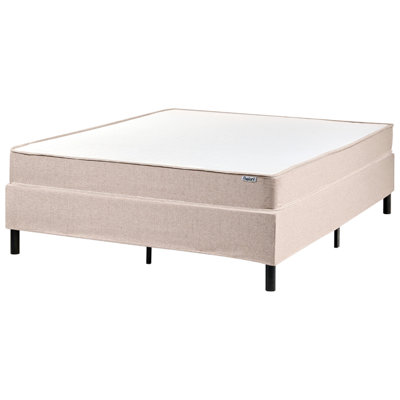 Beliani Divan Bed Without Headboard Fabric Countess 140 X 200 Cm (Eu Double) Beige