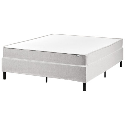 Beliani Divan Bed Without Headboard Fabric Countess 140 X 200 Cm (Eu Double) Light Grey