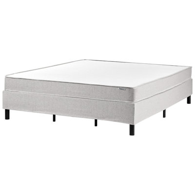 Beliani Divan Bed Without Headboard Fabric Countess 180 X 200 Cm (Eu Super King) Light Grey