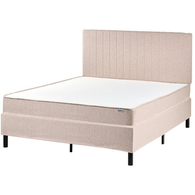 Beliani Divan Bed Fabric Countess 140 X 200 Cm (Eu Double) Beige