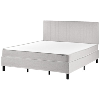Beliani Divan Bed Fabric Countess 180 X 200 Cm (Eu Super King) Light Grey