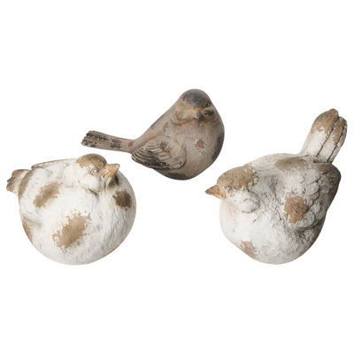 Beliani Set Of 3 Garden Figurines Anghiari Bird Beige