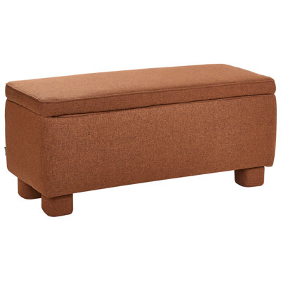 Beliani Upholstered Storage Bench Ithaca Fabric Golden Brown from B&Q