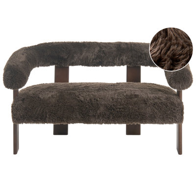Beliani Sofa 2 Seater Ilbro Faux Fur Dark Brown from B&Q