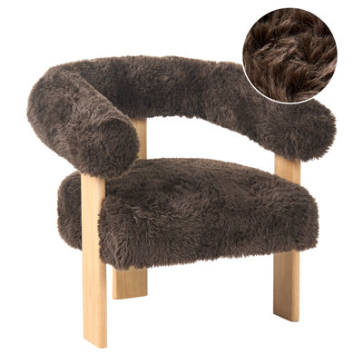 Beliani Armchair Ilbro Faux Fur Dark Brown/ Light Brown from B&Q