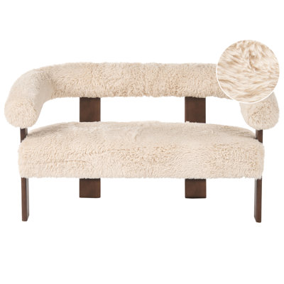 Beliani Sofa 2 Seater Ilbro Faux Fur Off-White/ Dark Brown from B&Q