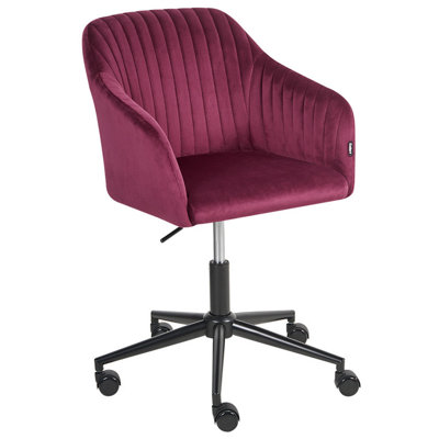Beliani Desk Chair Venice Velvet Burgundy from B&Q