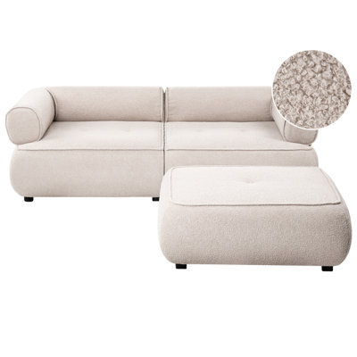 Beliani Sofa 3 Seater Salla Boucle Beige With Ottoman from B&Q