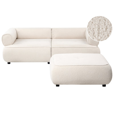 Beliani Sofa 3 Seater Salla Boucle Off-White With Ottoman from B&Q