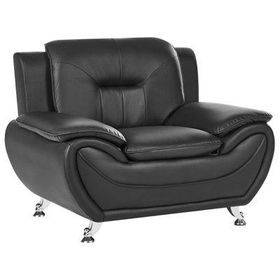 Beliani Armchair Leira Faux Leather Black from B&Q