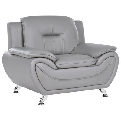 Beliani Armchair Leira Faux Leather Grey from B&Q