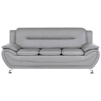 Beliani Sofa 3 Seater Leira Faux Leather Grey from B&Q