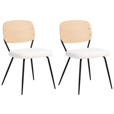 B&Q -  Set Of 2 Dining Chairs Eileen Boucle Off-White