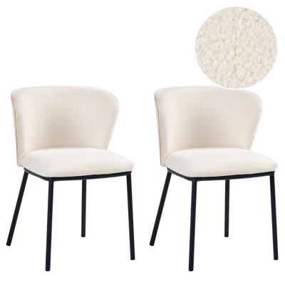 B&Q -  Set Of 2 Dining Chairs Hoskin Boucle Off-White